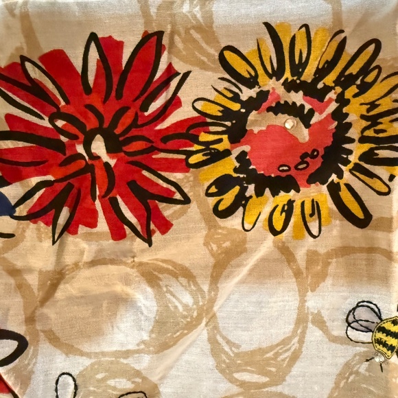 Coach Limited Edition Bumblebee and Flower Bandana Style Scarf - Picture 5 of 6